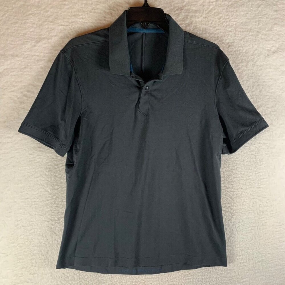 Lululemon Men's Grey Short Sleeve Performance Casual Button Up Polo Shirt Size